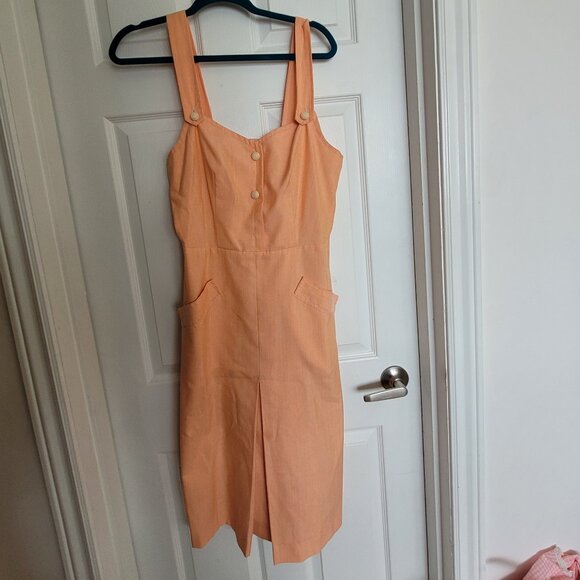 Hand made Peach Vintage Midi Dress - Picture 2 of 5